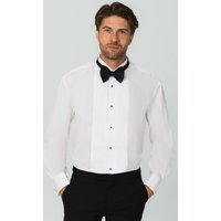 % Cotton Wing Collar Stud Button Pleated Front Dress Shirt % Cotton Wing Collar Stud Button Pleated Front Dress Shirt
