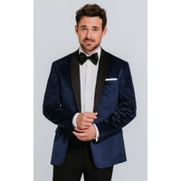 Navy Velvet Tuxedo with Black Trousers Navy Velvet Tuxedo with Black Trousers